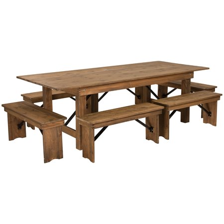 Flash Furniture Rectangle Antique Farm Table , 40"; 40-1/4" W 30"; 17-3/4" H, Wood XA-FARM-3-GG